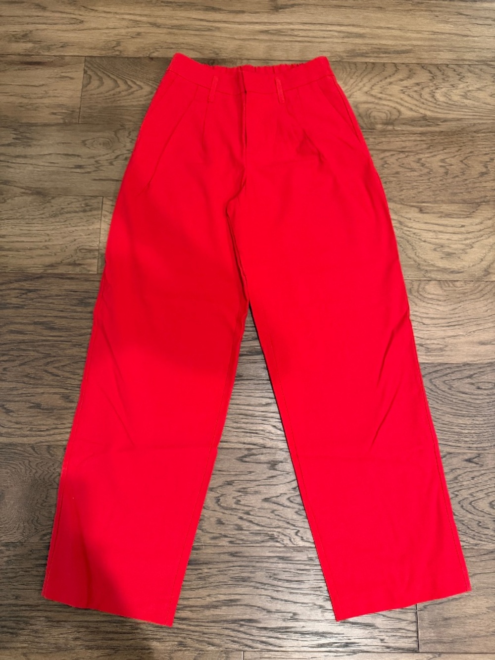A New Day Bright Red High Waisted Wide Leg Trouser Pants Elastic Back size 4